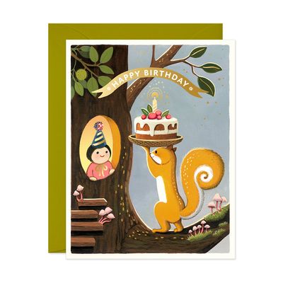Squirrel’S Cake Birthday Greeting Card