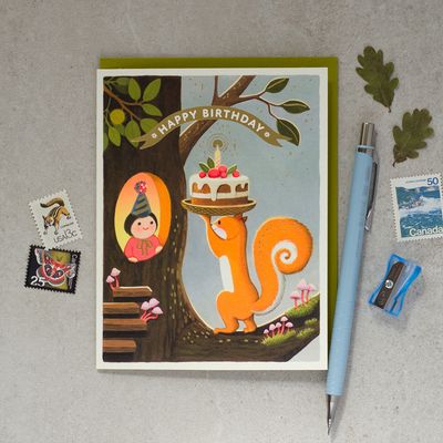 Squirrel’S Cake Birthday Greeting Card