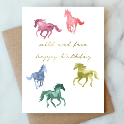 Wild Horses Birthday Greeting Card