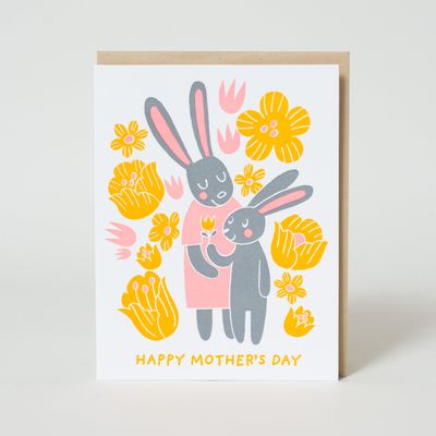 Mother's Day Bunnies Greeting Card By Fugu Fugu