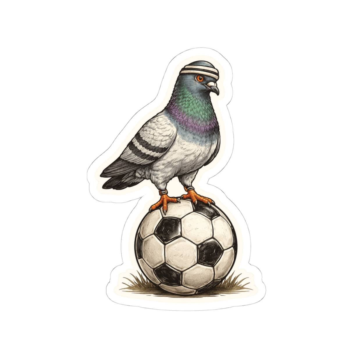 Pigeon Standing On A Soccer Ball Vinyl Sticker