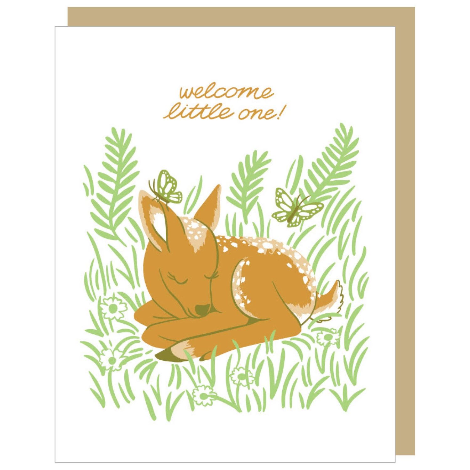 Napping Fawn Baby Card