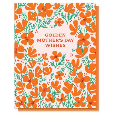 Golden Mother's Day Poppies Illustrated Card