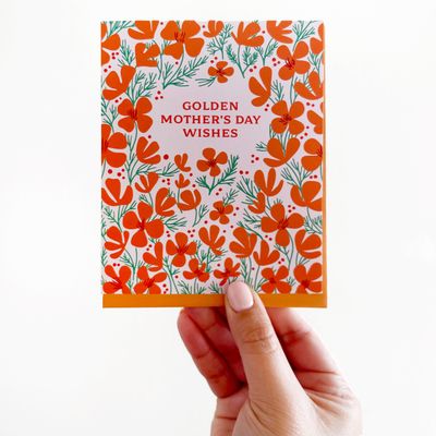 Golden Mother's Day Poppies Illustrated Card