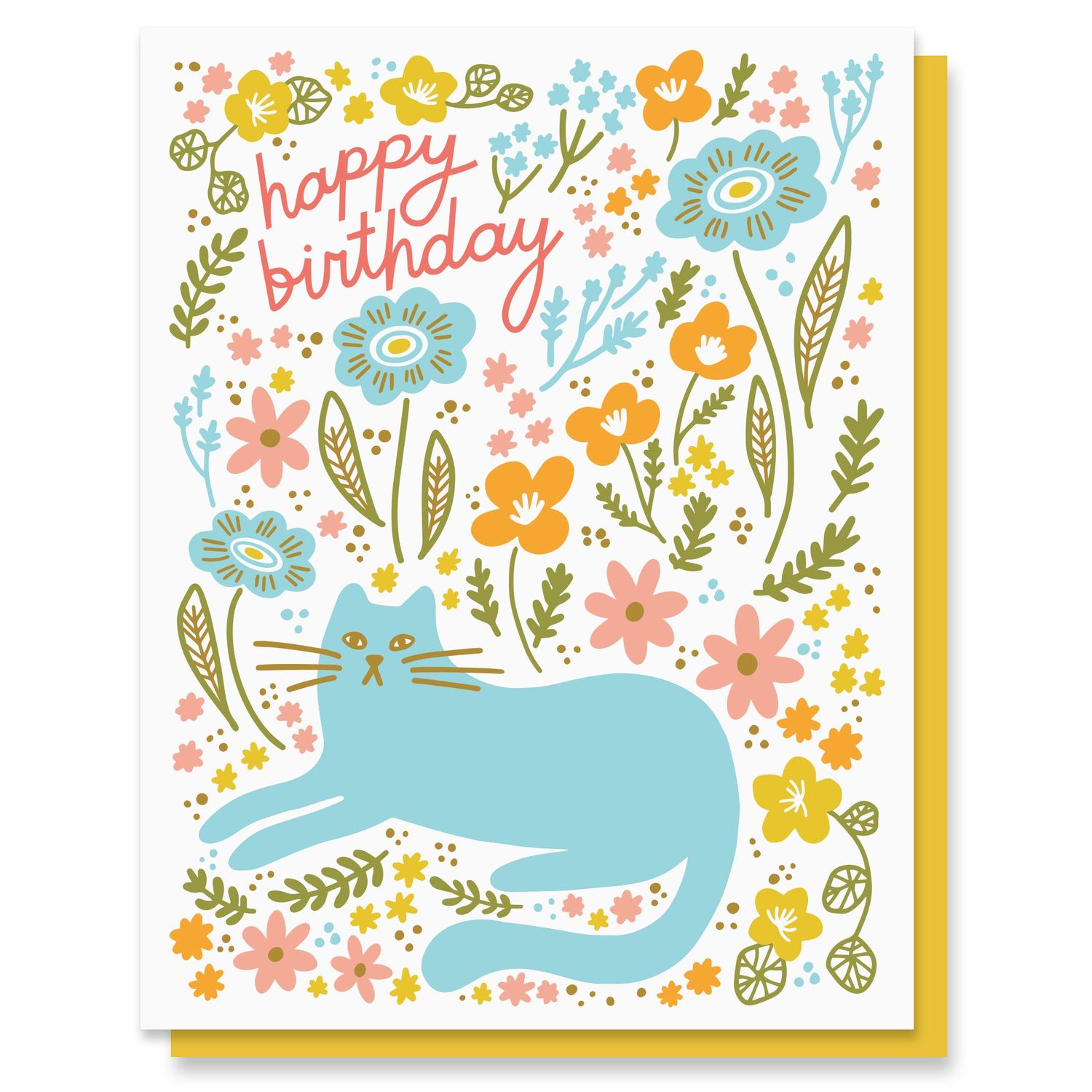 Cat Garden Illustrated Birthday Card