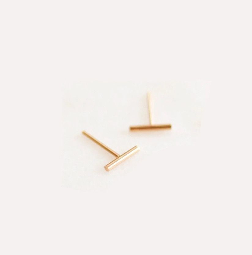 Bar Stud Earrings 14k Gold Filled