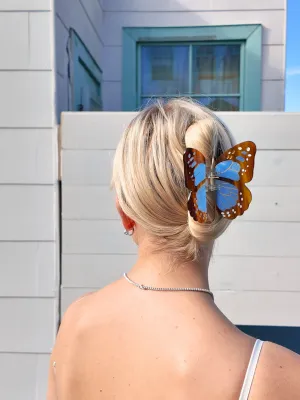 Monarch Butterfly Claw Hair Clip Baby Blue