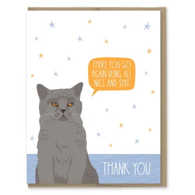 Nice and Shit Cat Thank You Card