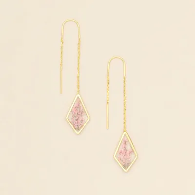 Pressed Flower Threader Pink Lace Flower Gold