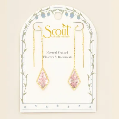 Pressed Flower Threader Pink Lace Flower Gold