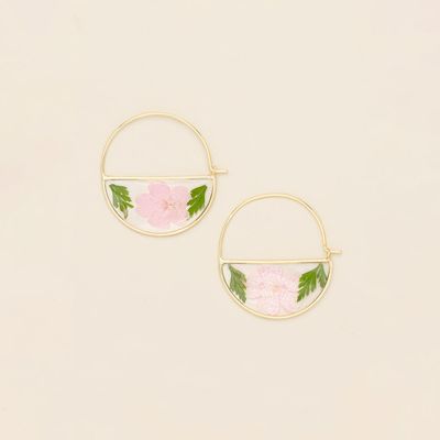 Pressed Flower Threader White Lace Flower Gold