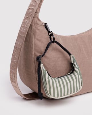 Baggu Bag Charm Crescent Sage Stripe
