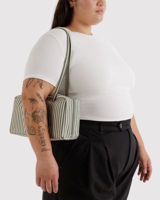 Baggu Nylon Bowler Bag Sage Stripe