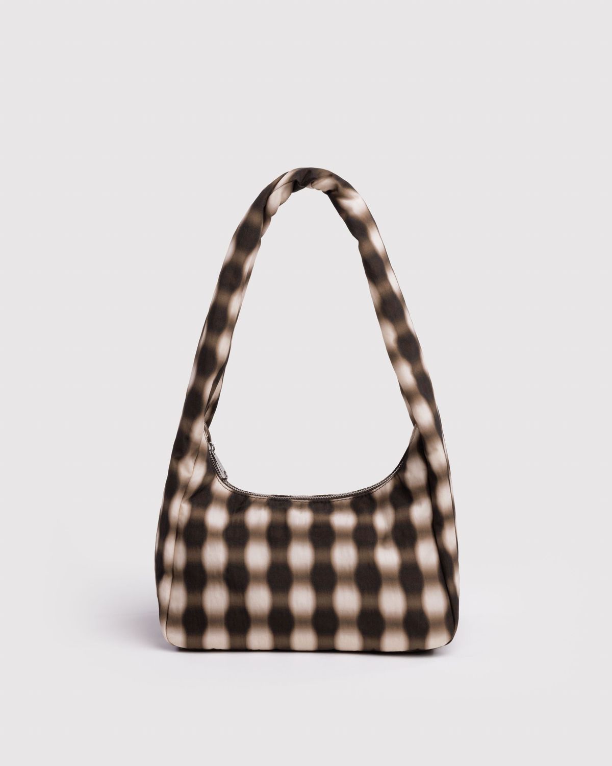 Small Nylon Meringue Bag Blurred Gingham Brown