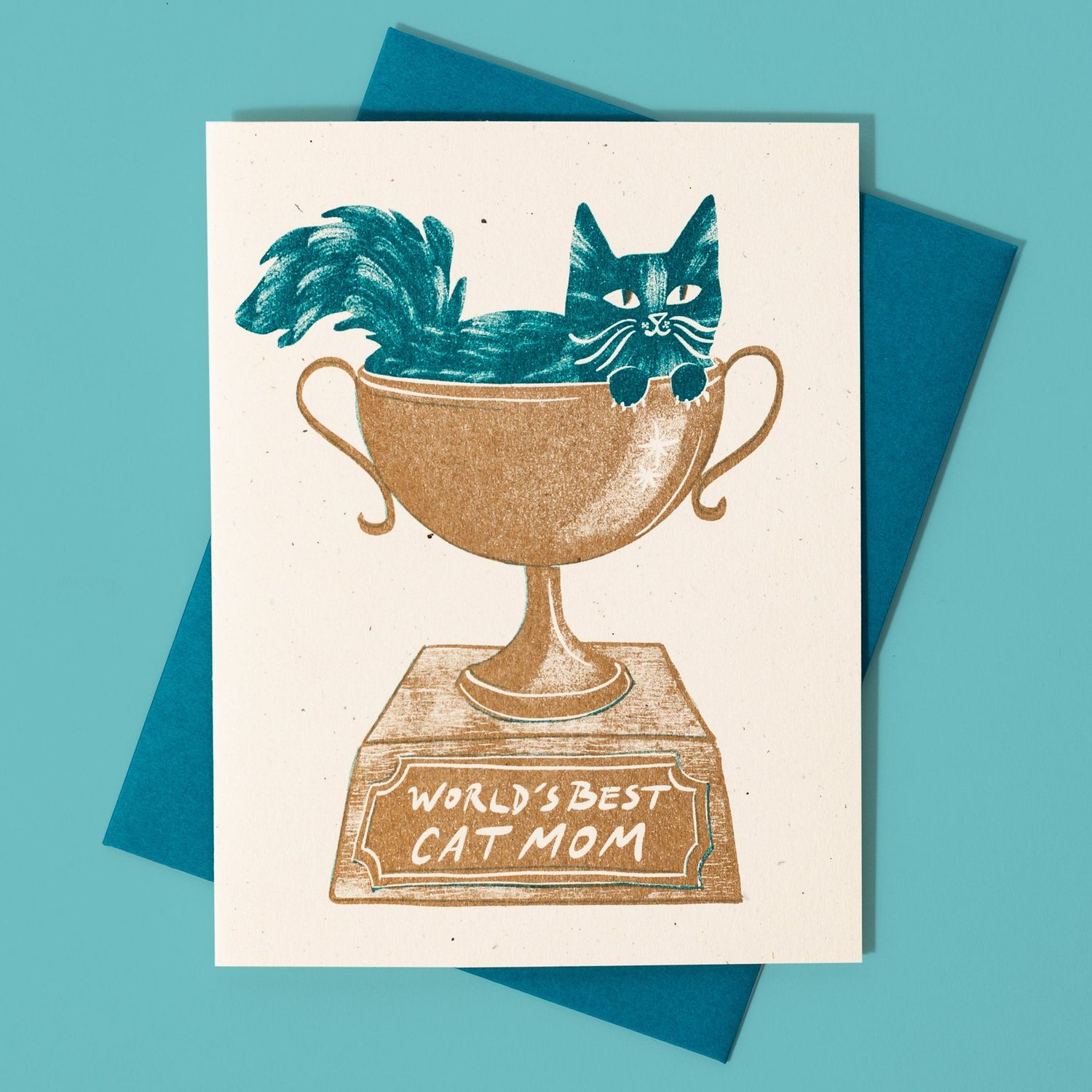 World's Best Cat Mom - Risograph Mother's Day Card