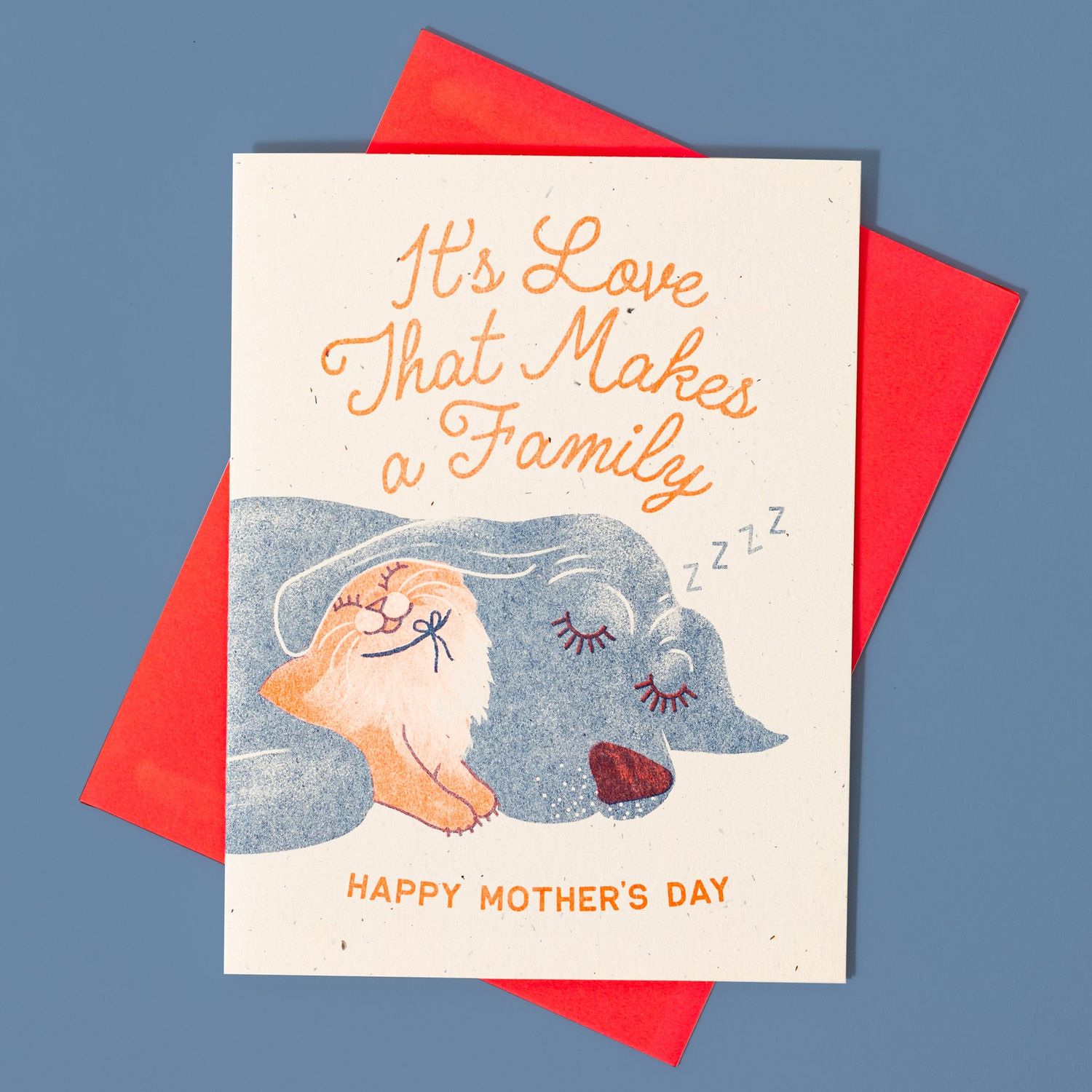 It's Love That Makes A Family - Risograph Mothers Day Card