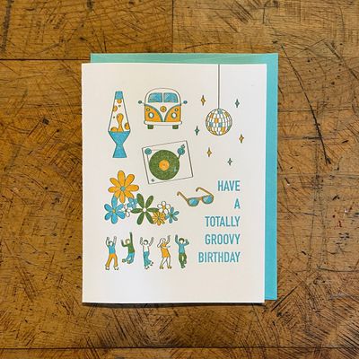 Groovy Birthday Letterpress Card