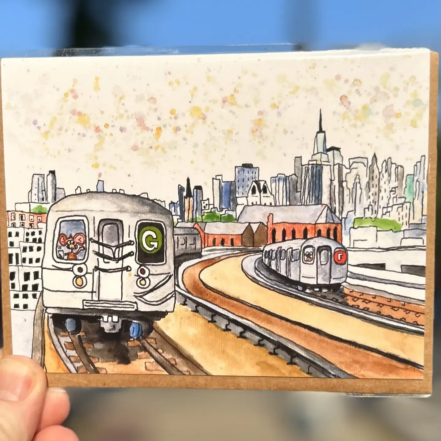 Nyc Subway-Brooklyn Bound G Train-Greeting Card/Handmade