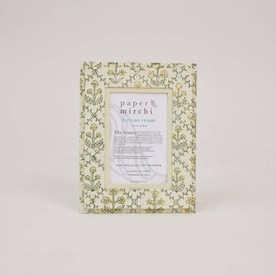 Floral Lattice Buttercream - (4x6) Block Printed Picture Frame