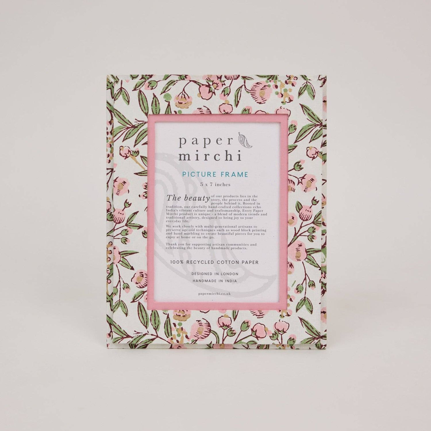 Block Printed Picture Frame (5x7) - Song Birds Blush