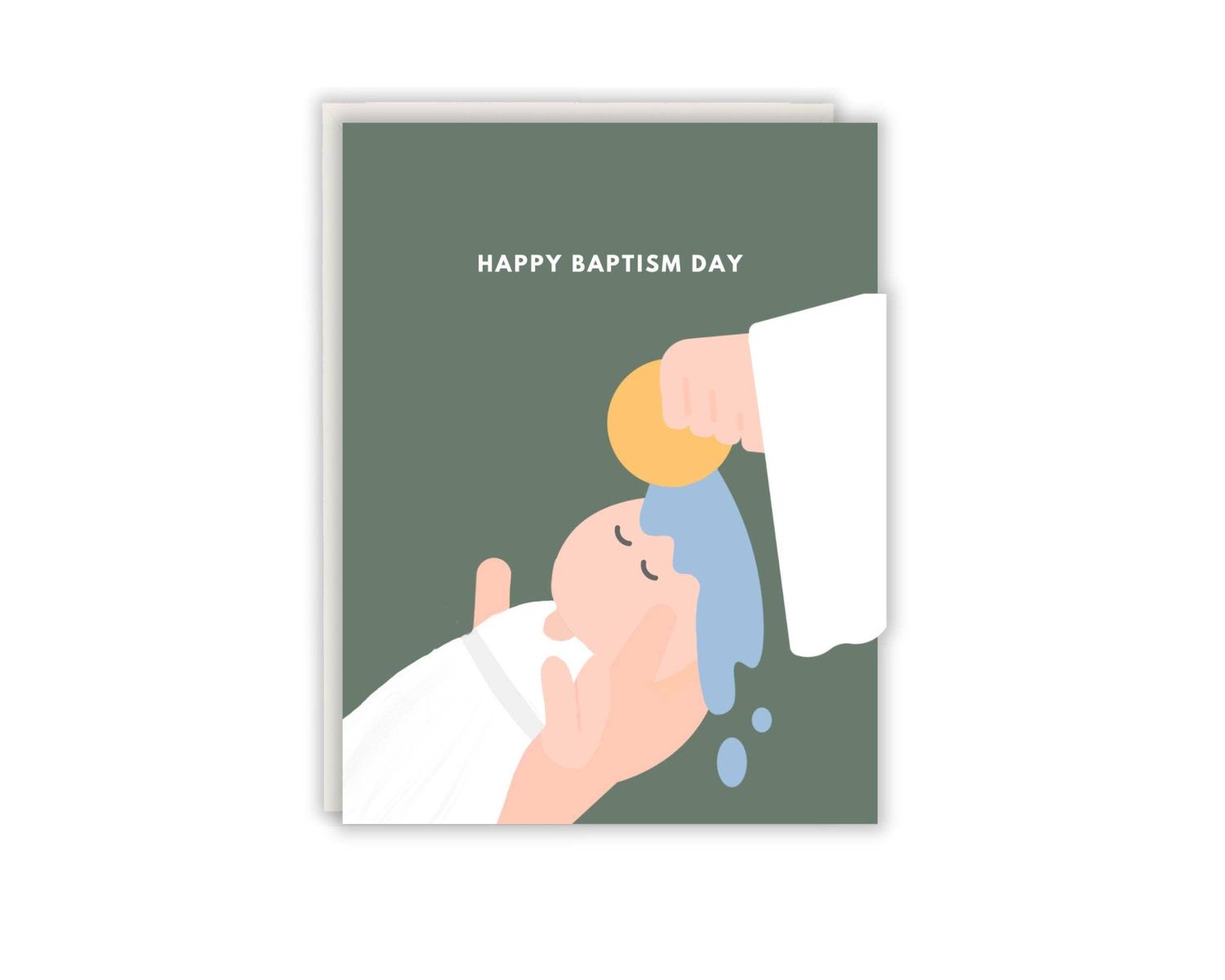 Green Baby Baptism Day Card