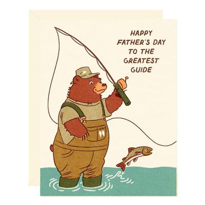 Fly Fishing Bear Father's Day Card