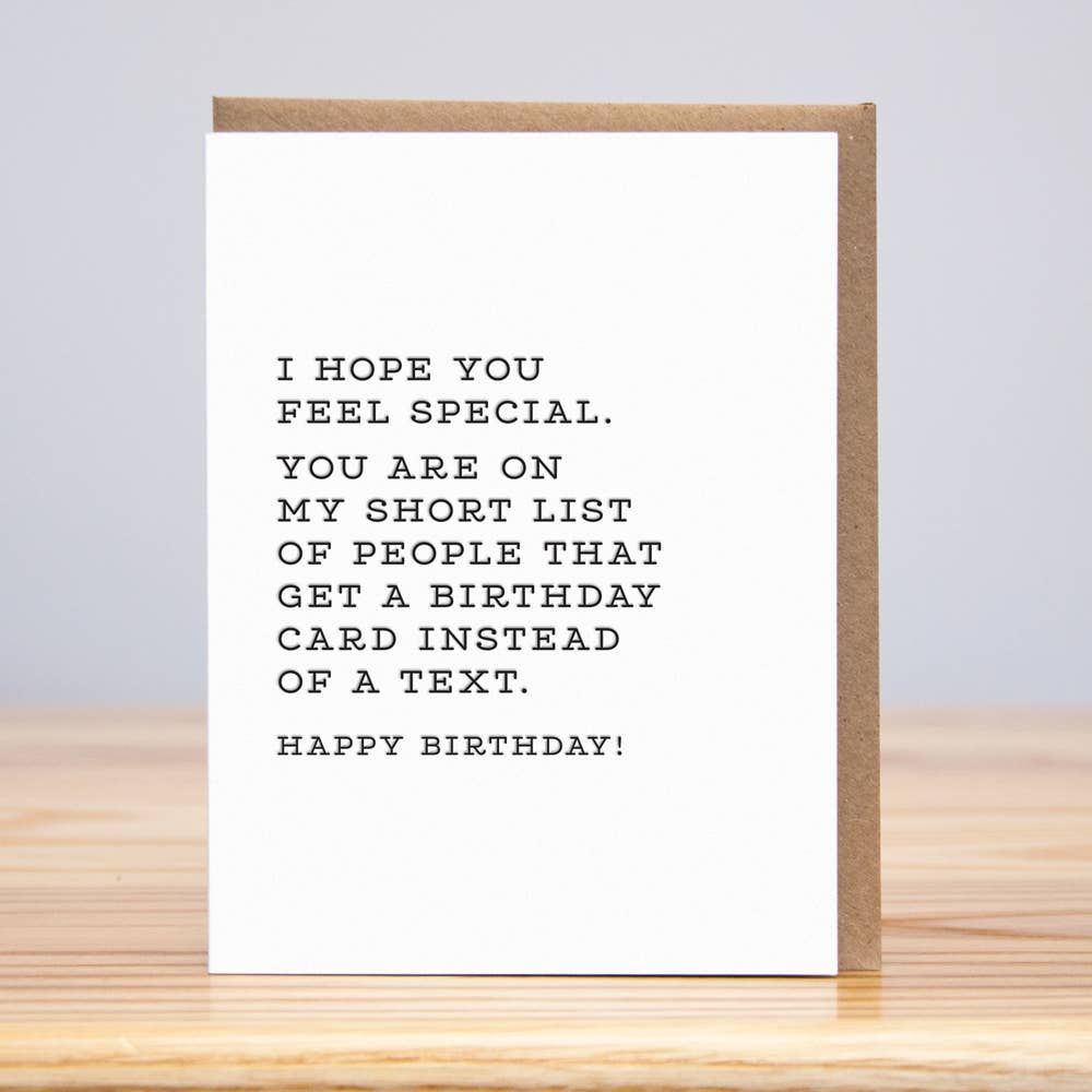 Short List Birthday Card Letterpress)