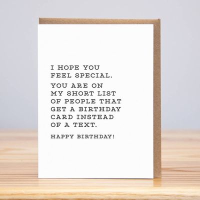 Short List Birthday Card Letterpress)