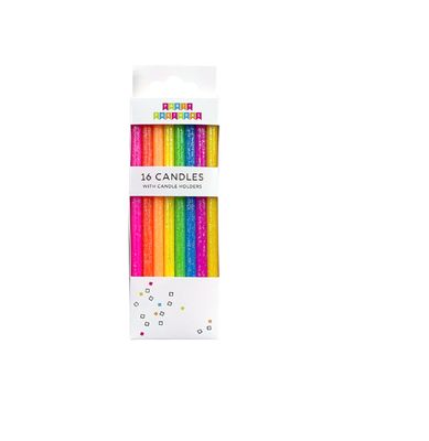 Neon Rainbow 16 Candle Set
