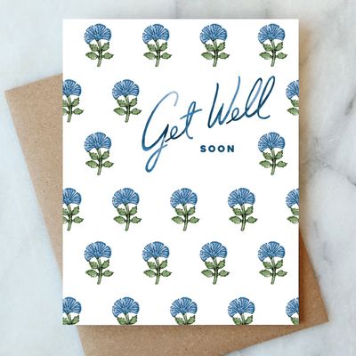 Block Print Get Well Soon Greeting Card | Sympathy