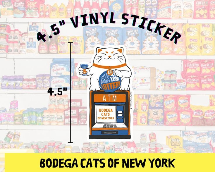 Cat Coffee Cup Sticker - 4.5 in