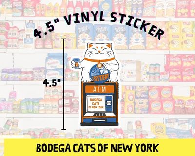 Cat Coffee Cup Sticker - 4.5 in