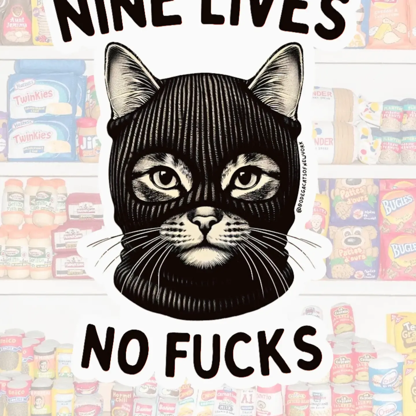 Nine Lives Cat Sticker - 4.5 in