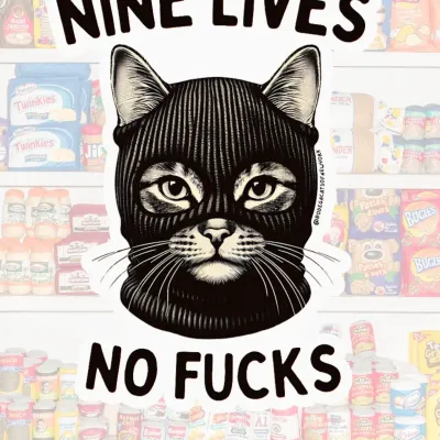 Nine Lives Cat Sticker - 4.5 in
