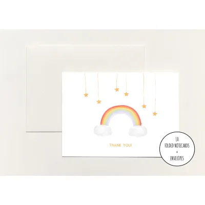 Rainbow and Stars Thank You Notecards (10)