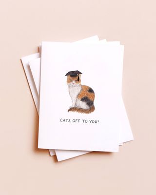Hats Off To You — Funny Cat Lovers Graduation Card