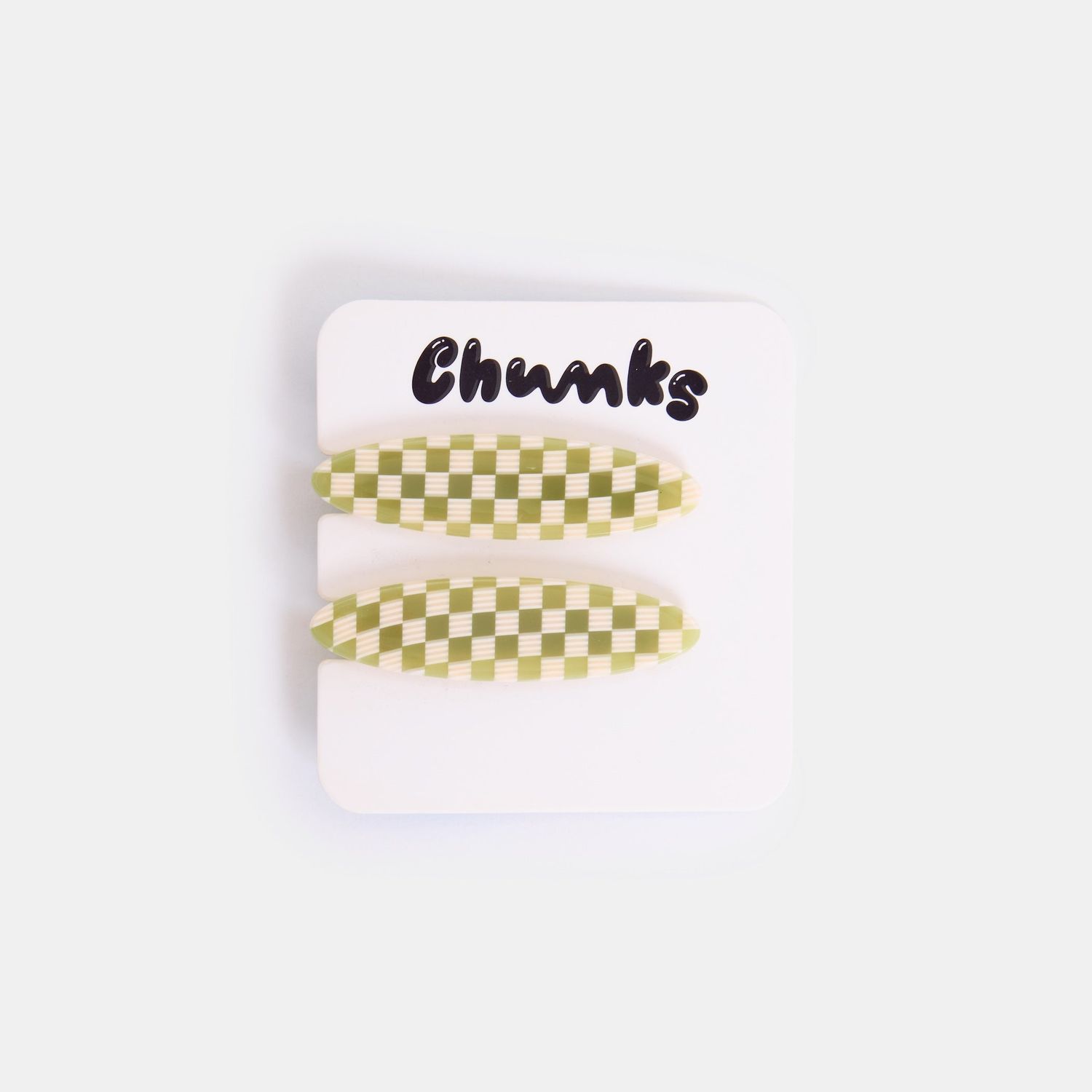 Allie Clips in Oval Olive Check