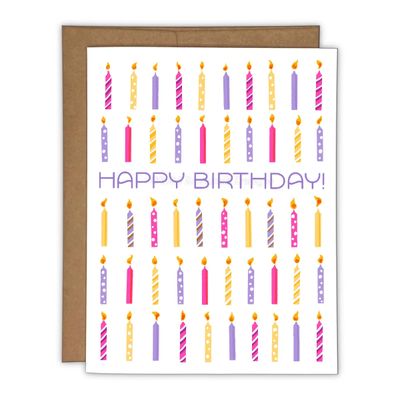 Happy Birthday Candles Risograph Greeting Card