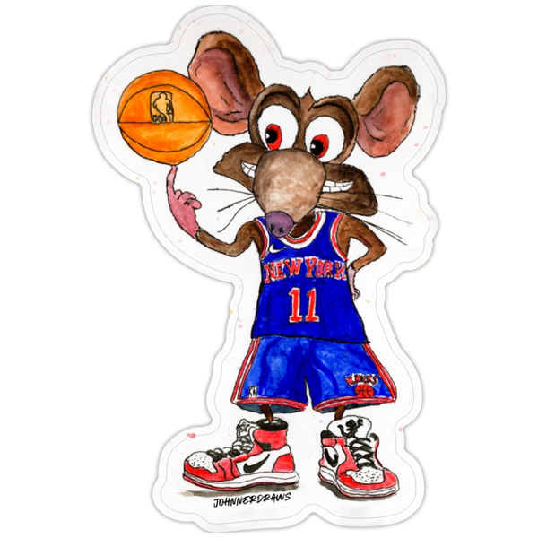 Knicks Rat-A True Ny'er-Vinyl Sticker-Hand Illustrated