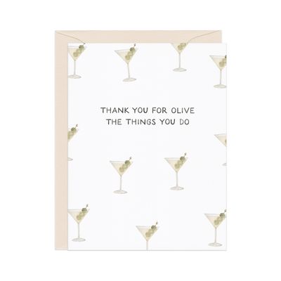 Olive the Things Martini — Cocktail Pun Thanks Card