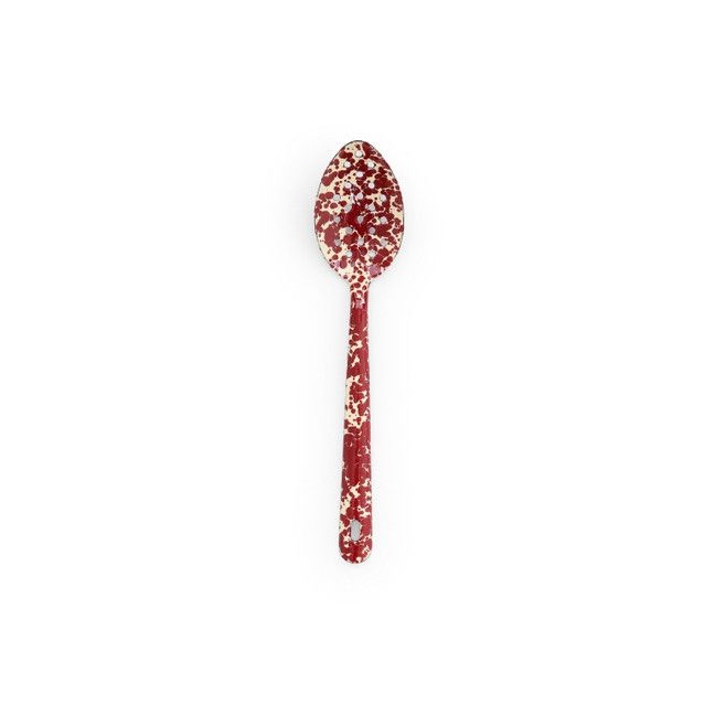 Splatter Large Slotted Spoon Burgundy and Cream