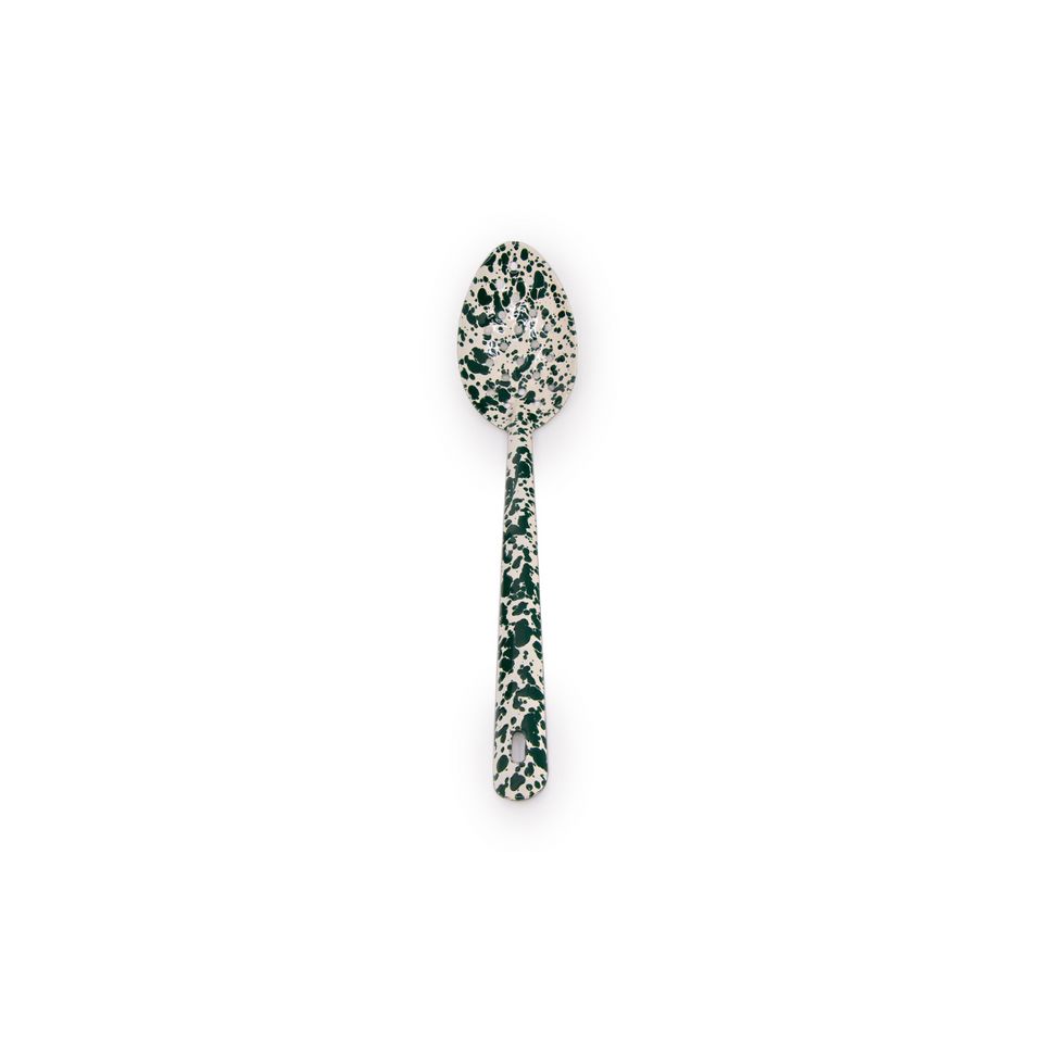 Splatter Large Slotted Spoon Navy and Cream
