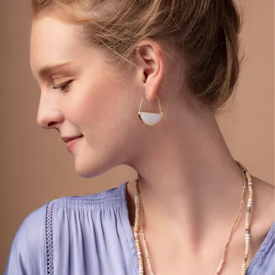 Stone Prism Hoop Opalite/Gold