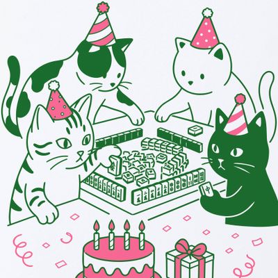 Mahjong Birthday Cats