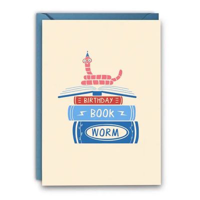Book Worm Birthday Card