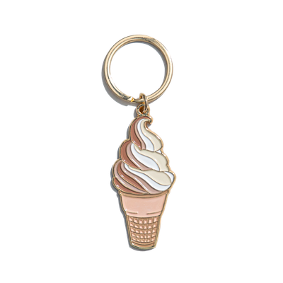 Soft Serve Ice Cream Cone Enamel Keychain Bag Charm
