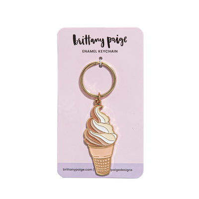 Soft Serve Ice Cream Cone Enamel Keychain Bag Charm