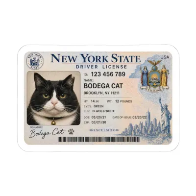 Bodega Cat Driver's License Sticker