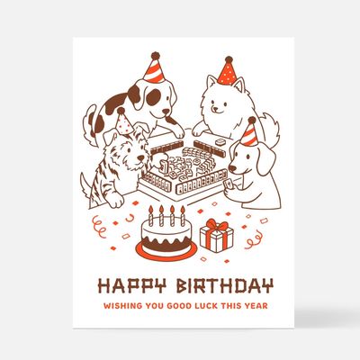 Mahjong Birthday Dogs Card