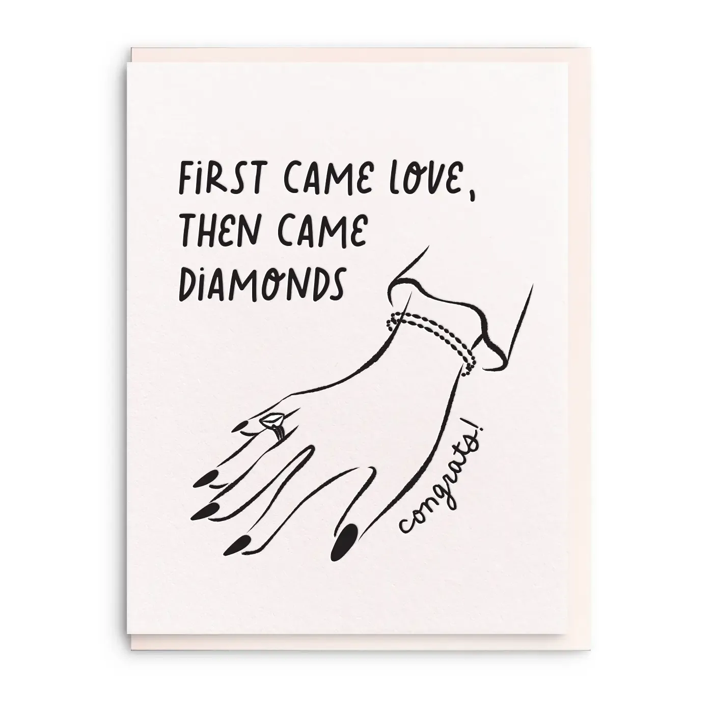 Diamonds, Letterpress Engagement Greeting Card